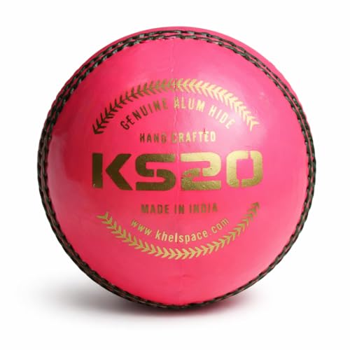 Image 1 of Default Title for the product KHELSPACE KS-20 Pink Leather Cricket Ball - Hand-Stitched for Match Play and Training, Premium Durability