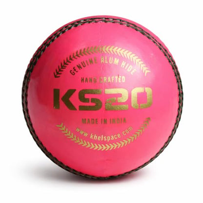 Image 1 of Default Title for the product KHELSPACE KS-20 Pink Leather Cricket Ball - Hand-Stitched for Match Play and Training, Premium Durability