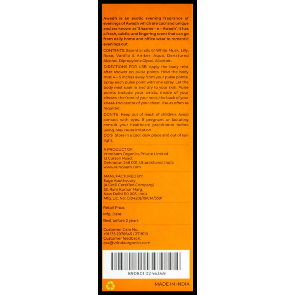 Image 2 of Vrinda Awadh Body Mist Spray