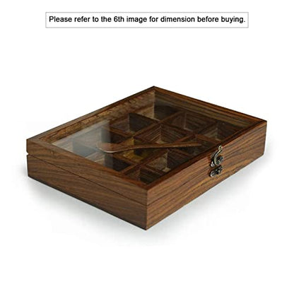 Image 3 of ExclusiveLane Twelve Blends Sheesham Wooden Spice Box for Kitchen 12 Detachable Containers 45 gram Each