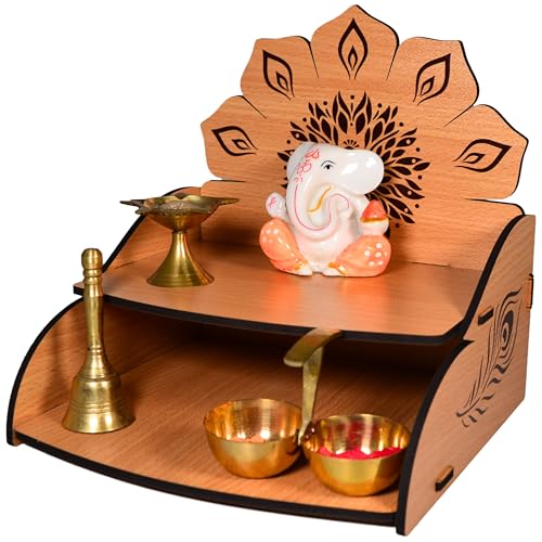 Image 1 of Default Title for the product 11 Strokes Vidyut Wooden Pooja Mandir for Home Small Size