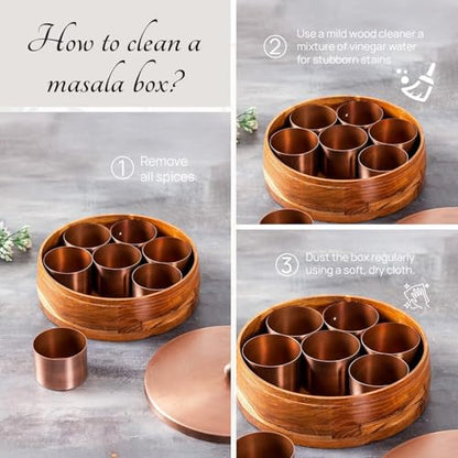 Image 8 of nestroots Wooden Masala Box with Stainless Steel Jars