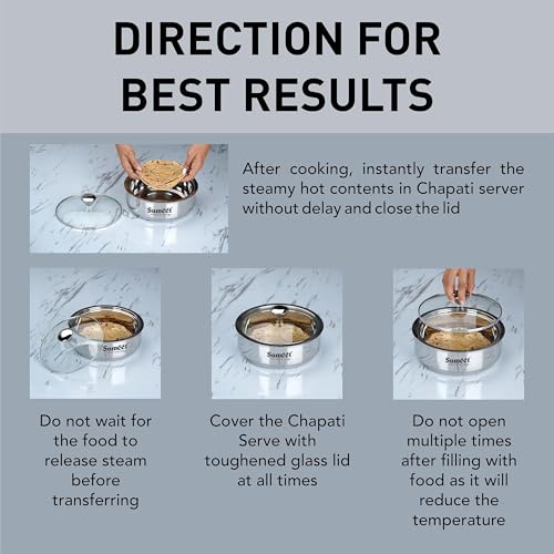 Image 4 of Sumeet Stainless Steel Insulated Roti/Chapati Casserole Set 1.6L Each 2-Piece