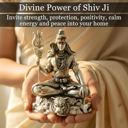 Image 4 of Dev Aastha Premium Silver-Plated Lord Shiva Idol 3.75 Inch
