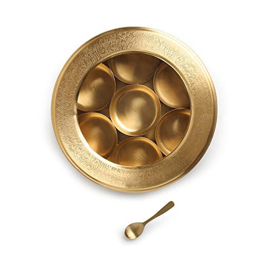 Image 3 of ExclusiveLane Floral Brass Spice Box for Kitchen with Spoon 7 Containers 100 ml