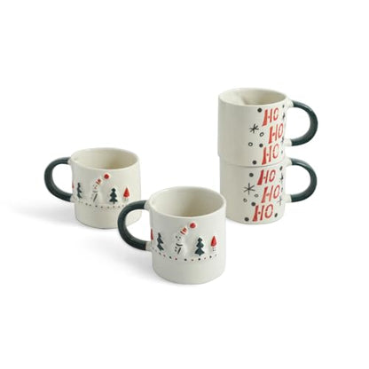 Image 2 of ExclusiveLane Christmas Charm Hand-Embossed Ceramic Coffee Mug Set of 4 330 ml
