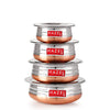 Image 1 of Default Title for the product HAZEL Copper Bottom Uruli with Lid Stainless Steel Biryani Cooking and Serving Pot Set of 4
