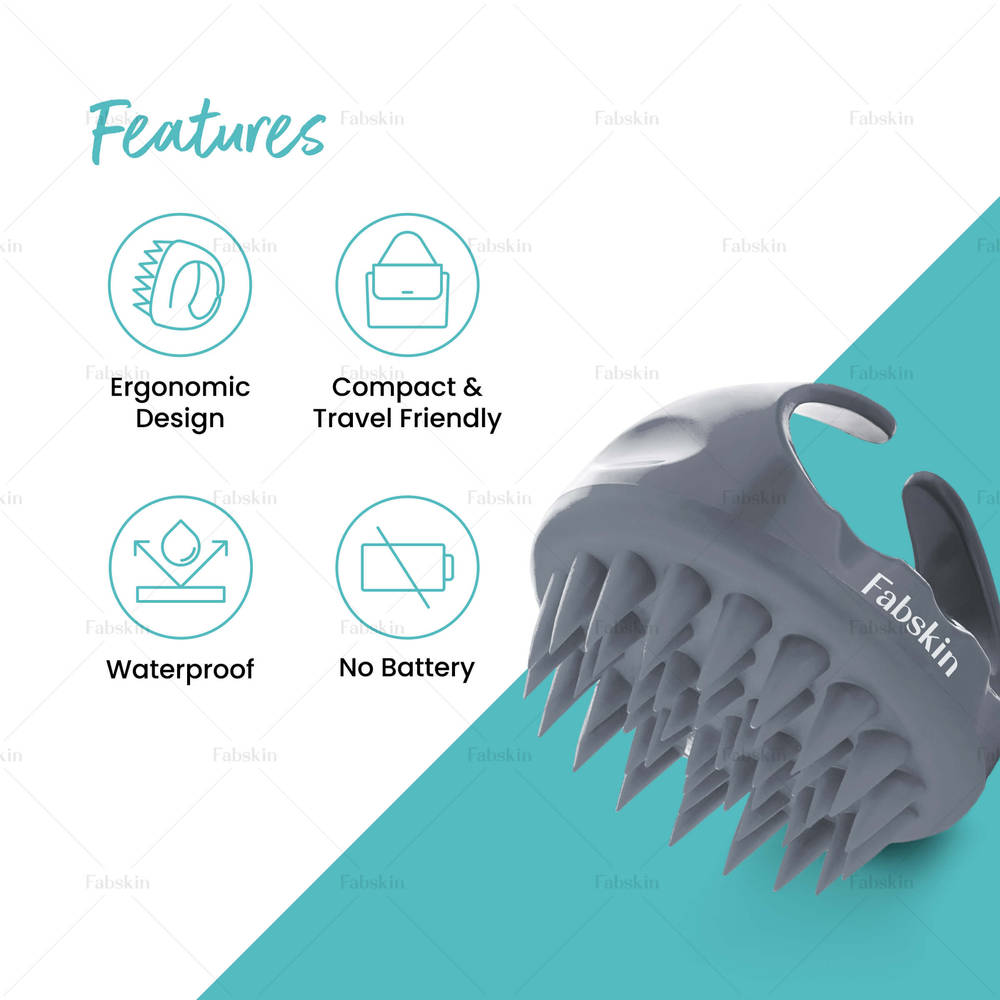 Image 3 of Fabskin Hair Scalp Massager & Shampoo Hair Brush - Grey