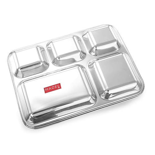 Image 7 of HAZEL Stainless Steel 5 Compartment Mess Plate