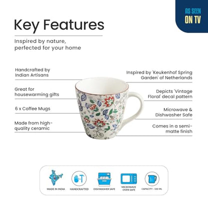 Image 4 of ExclusiveLane Spring Garden Handcrafted Ceramic Coffee Mug Set of 6 330 ML