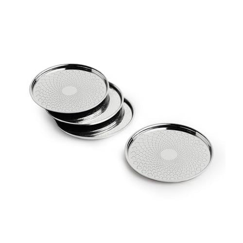 Image 2 of ExclusiveLane Mughal Arc Hand-Etched Stainless Steel Coasters Set of 4