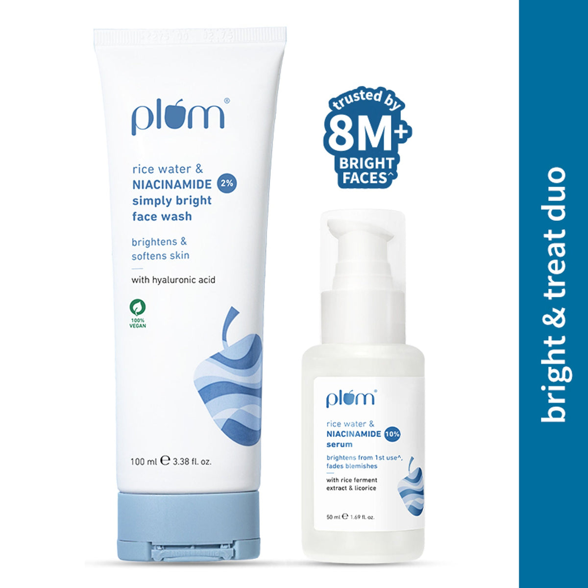 Image 1 of combo / Pack of 1 for the product Plum Niacinamide Facewash and Face Serum Combo for Brightening Skin Fades Blemishes & Hydrates