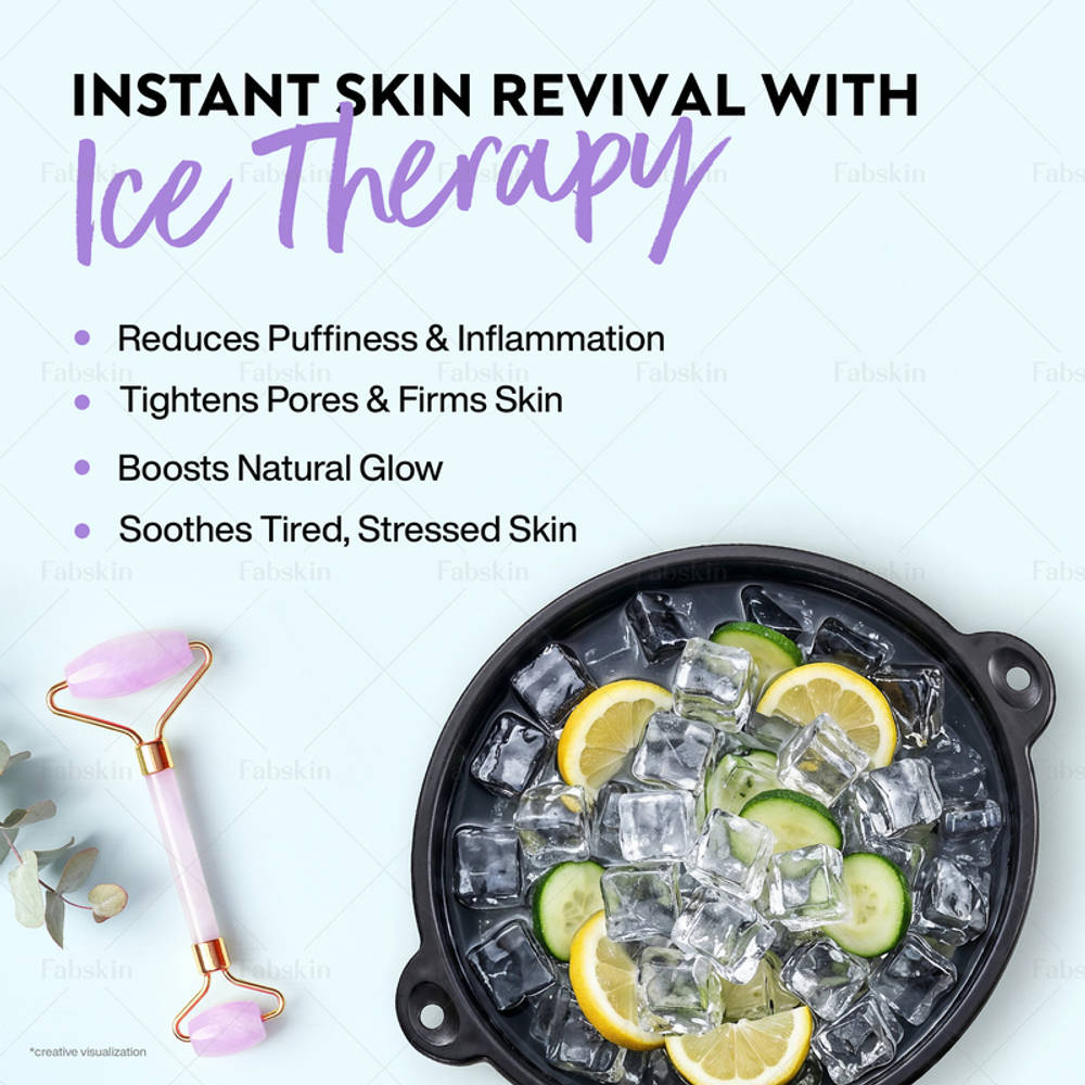 Image 2 of Fabskin Ice Face Bowl For Facial Icing & Cold Water Therapy - Black With Cleansing Spong