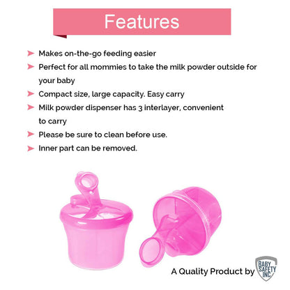 Image 3 of Safe-O-Kid Bpa Free Portable Milk Powderfood Storage Box For Baby, Pink