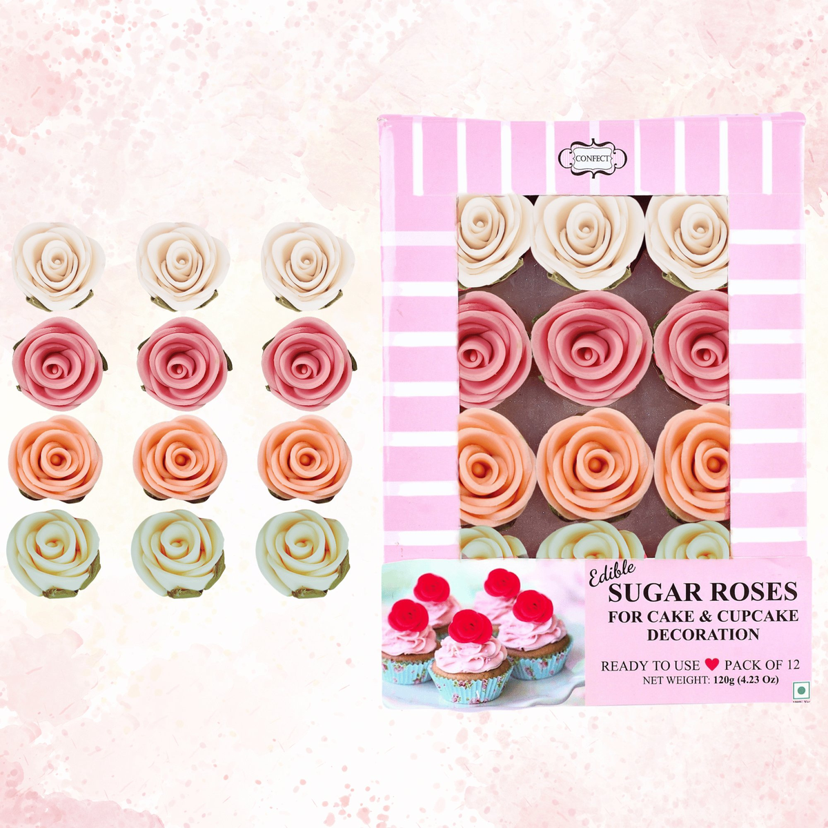 Image 1 of Confect Ombre- 3 | Edible Sugar Roses Topper
