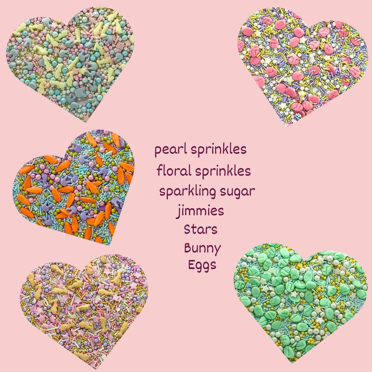 Image 5 of Confect Spring Sprinkles Edible |  Mix Green & Pink Eggs & Yellow & Gold Bunny pack of 5 (EAST 3) - 100Gms