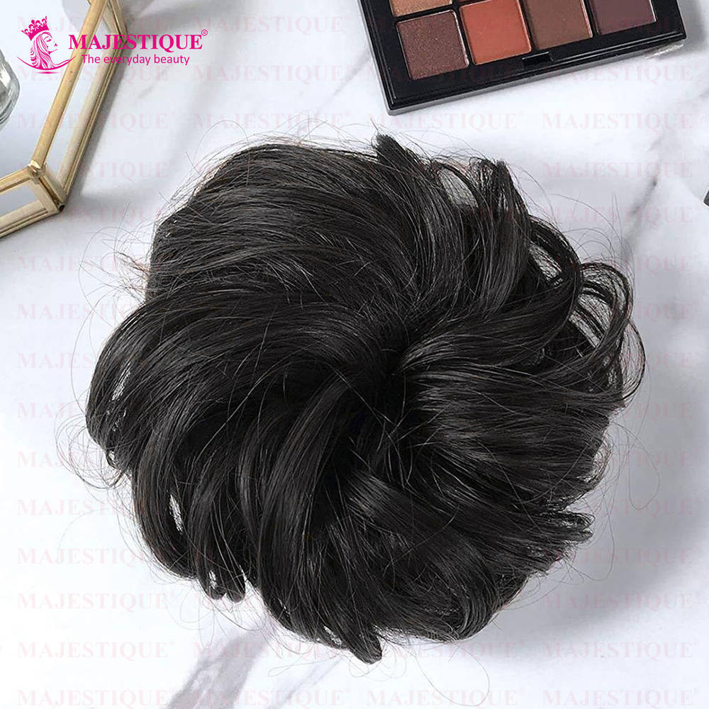 Image 6 of Majestique Messy Bun Artificial Hair Scrunchies, Hair Extensions With Elastic Rubber Band