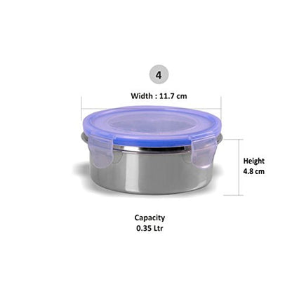 Image 7 of Sumeet Stainless Steel Airtight & Leak Proof L&L Containers Set, Size 350ML -4Pc, Silver