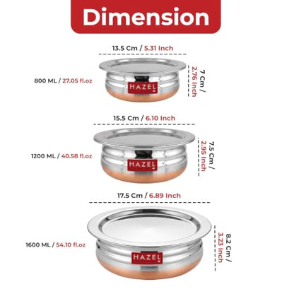Image 3 of HAZEL Stainless Steel Kitchen Set with Lid 800 ml, 1200 ml, 1600 ml