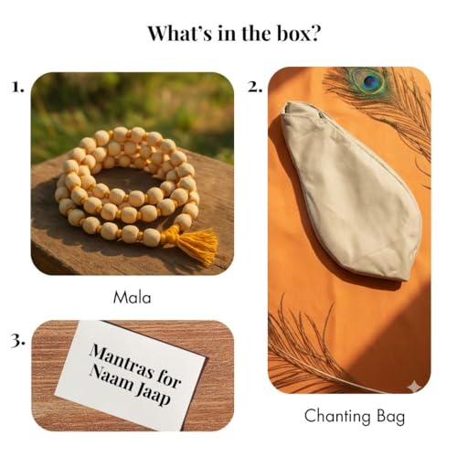 Image 6 of Tulsi Mala 108 Beads Original for Japa Meditation and Prayer | Natural Holy Basil Japa Mala with Gomukhi for Mantra Chanting Puja and Spiritual Healing (Combo Pack) | Naam Jaap Mala