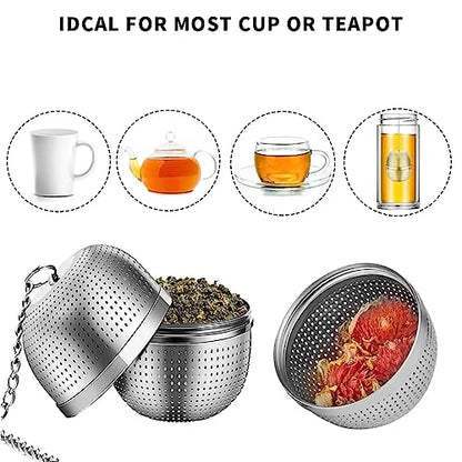 Image 4 of Supvox Tea Infuser with Chain & Drip Tray 304 SUS 2.1" Fine Mesh Strainer