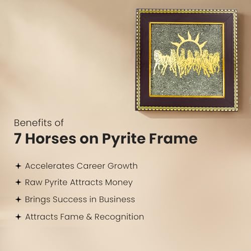 Image 3 of Astrotalk 7 Horses on Raw Pyrite Frame with Money Magnet Pyramid | Attract Wealth, Prosperity & Success | Home Decor for Living Room, Mandir & Office | Good Luck Gift for Man & Women