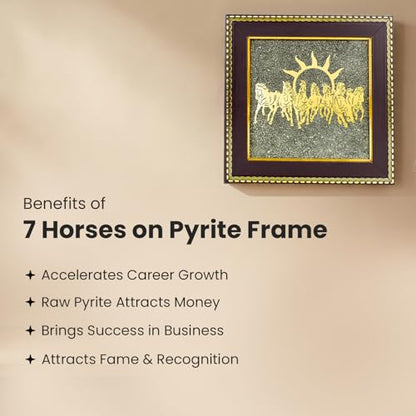 Image 3 of Astrotalk 7 Horses on Raw Pyrite Frame with Money Magnet Pyramid | Attract Wealth, Prosperity & Success | Home Decor for Living Room, Mandir & Office | Good Luck Gift for Man & Women