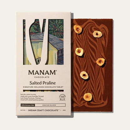 Image 1 of Default Title for the product Manam Chocolate Signature Inclusion Tablet - Salted Praline, 43% Vietnam Milk - 80g