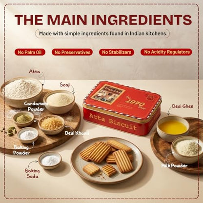 Image 6 of the 1970 shop 100% Atta Biscuit 400g Tin Box Pack Of 3