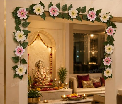 Image 1 of Default Title for the product Divyakosh Mango Leaf Vine/Creeper (6.5 Ft) with Cosmos Flowers for Door Entrance Decor | Artificial Flowers Garland,Thoran | Festive Puja Wall Hanging for Diwali Navratri Ganpati Home Decor
