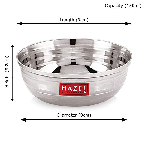Image 4 of HAZEL Stainless Steel Bowl Set of 12, 150 ml Each