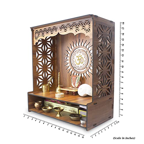 Image 4 of Heartily Shree Beautiful Wooden Pooja Stand for Home Mandir (H- 18, L- 16, W-8.75 Inch)