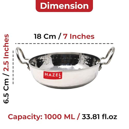 Image 3 of Hazel Stainless Steel Kadai with Handle 1000 ml