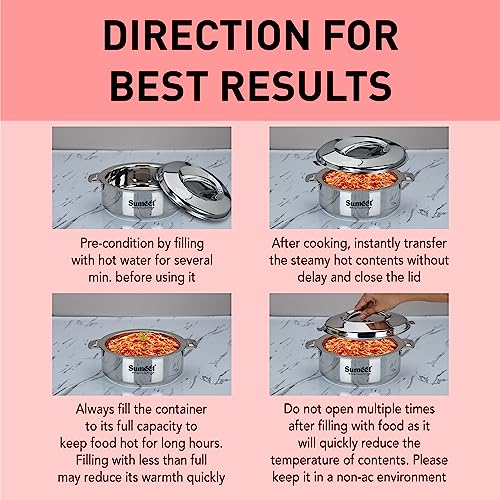 Image 4 of Sumeet Stainless Steel Casserole with Steel Lid | 2 Pieces - 1.5 Ltr Each