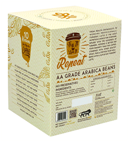 Image 2 of Evora Greens Easy Dip Coffee Bean Bag (12.5gm Each) Turmeric Fusion