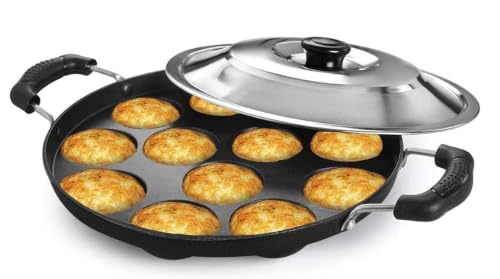 Image 6 of Generic Non-Stick Appam Pan with Stainless Steel Lid, 12 Cavity