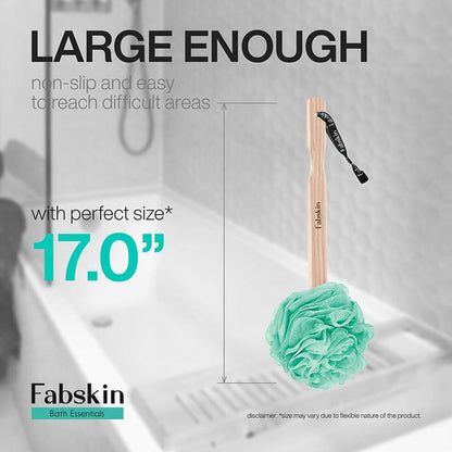 Image 5 of Fabskin Bath Brush Loofah For Men & Women With Wooden Handle Aqua Green
