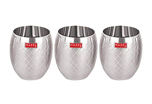 Image 2 of HAZEL Matt Finish Designer Stainless Steel Drinking Glasses 260 ml Set of 3 Pcs