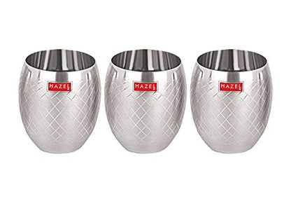 Image 2 of HAZEL Matt Finish Designer Stainless Steel Drinking Glasses 260 ml Set of 3 Pcs