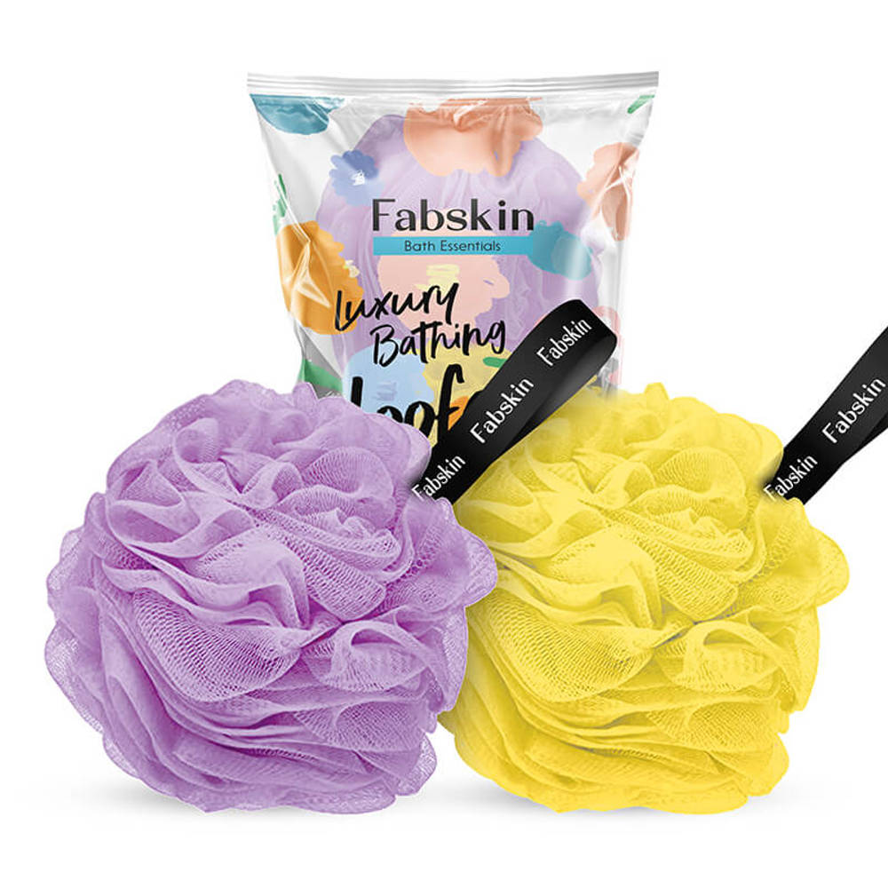 Image 1 of combo / Pack of 1 for the product Fabskin Luxury Bathing Round Loofah - For Men And Women - Couples Pack Of 2 - Purple And Yellow