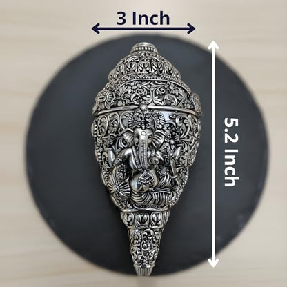 Image 3 of Dev Aastha 999 Pure Silver Plated Ganesh Shankh 3.5 Inch
