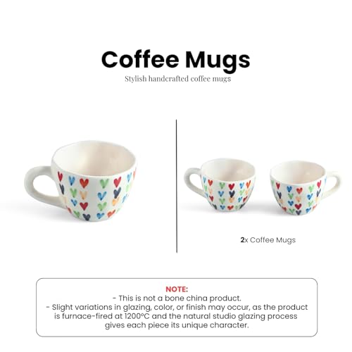 Image 6 of ExclusiveLane Colourful Hearts Ceramic Coffee Mugs Set of 2 270 ml