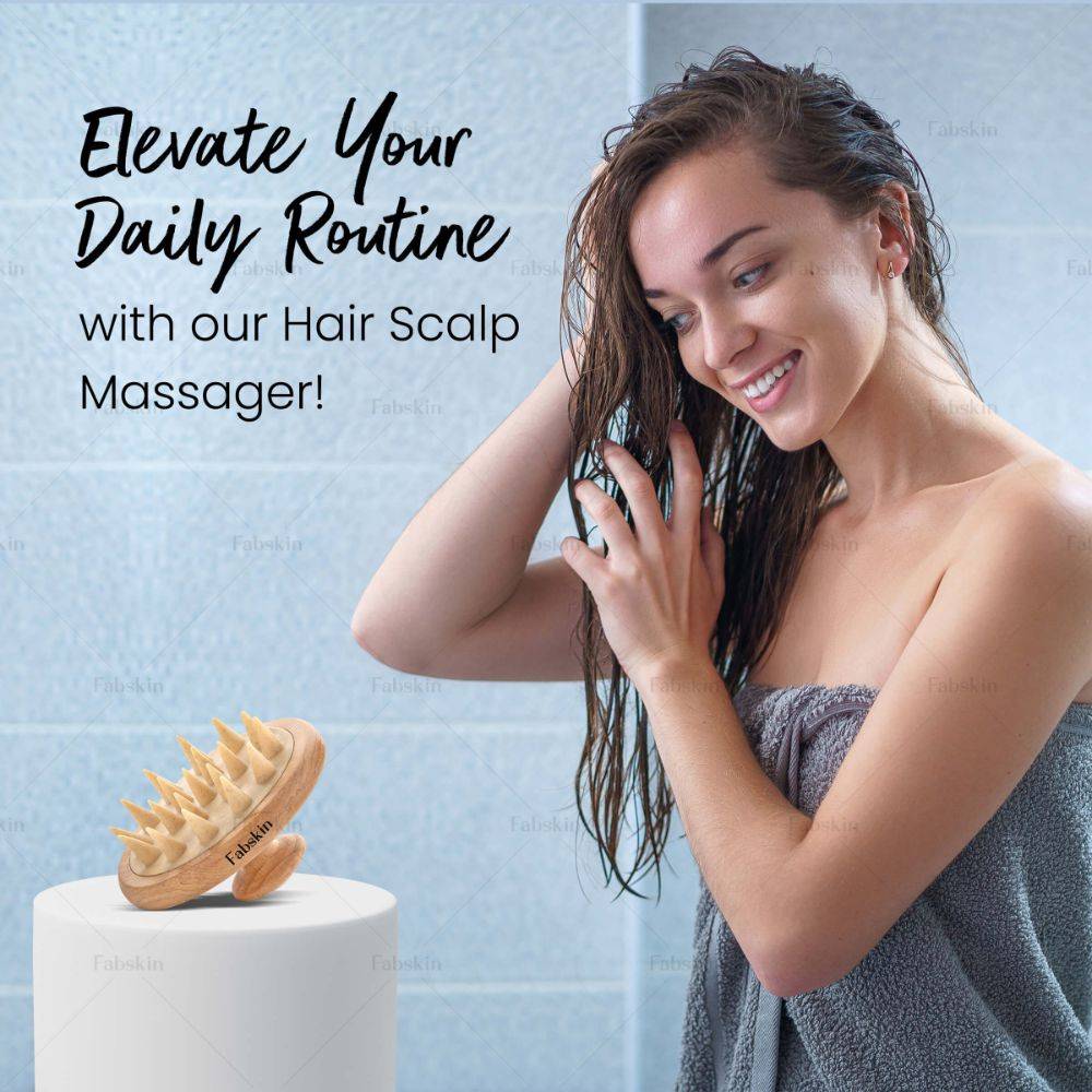 Image 3 of Fabskin Wooden Hair Scalp Massager Shampoo Brush