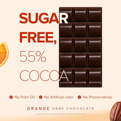 Image 3 of THELOFFY Sugar Free Orange Dark Chocolate 55% Cocoa 100 g