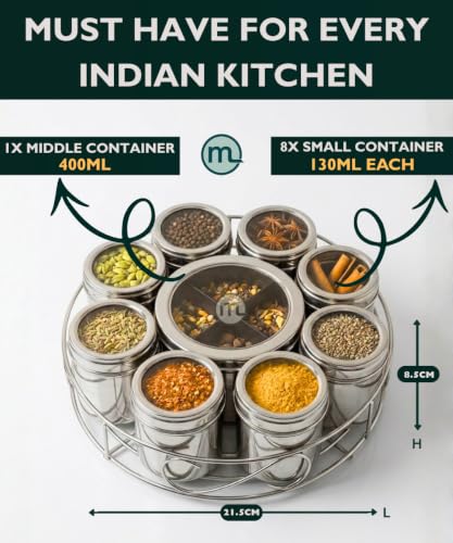 Image 3 of Mishaa Steel Multipurpose Storage Containers 130ml Each Airtight (12IN1 WIRESTAND)