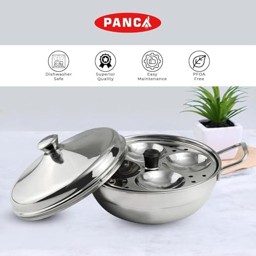 Image 6 of PANCA Stainless Steel Idli Maker with Multi Purpose Kadai | 15 Litre Steamer Cooker with 2 Idli Plates (8 Cavity) & Steel Lid | Kitchen Accessories (Idli Maker Set)