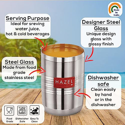 Image 3 of HAZEL Stainless Steel Glasses 350 ML