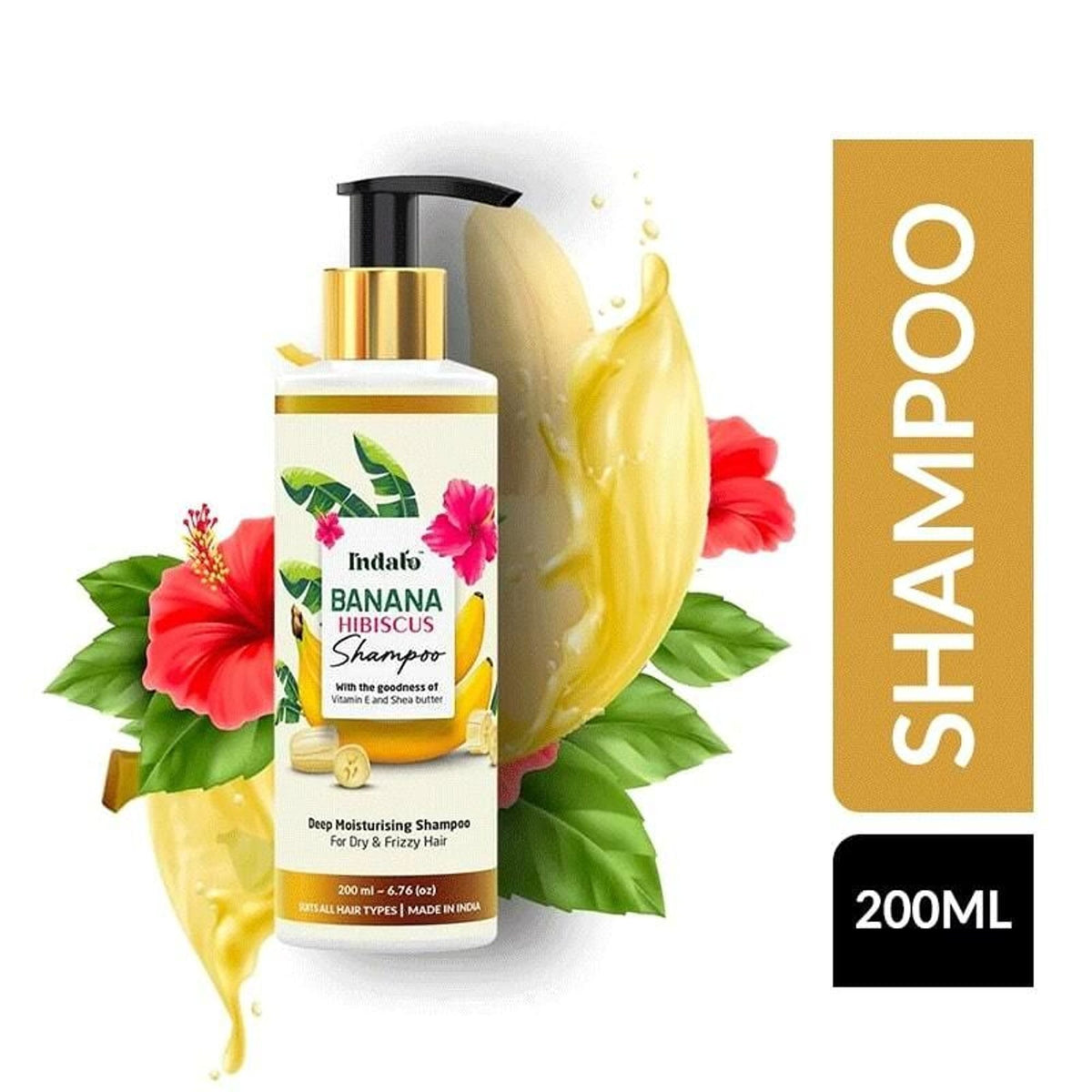 Image 2 of 200 ml for the product Indalo Banana Hibiscus Shampoo For Dry & Frizzy Hair