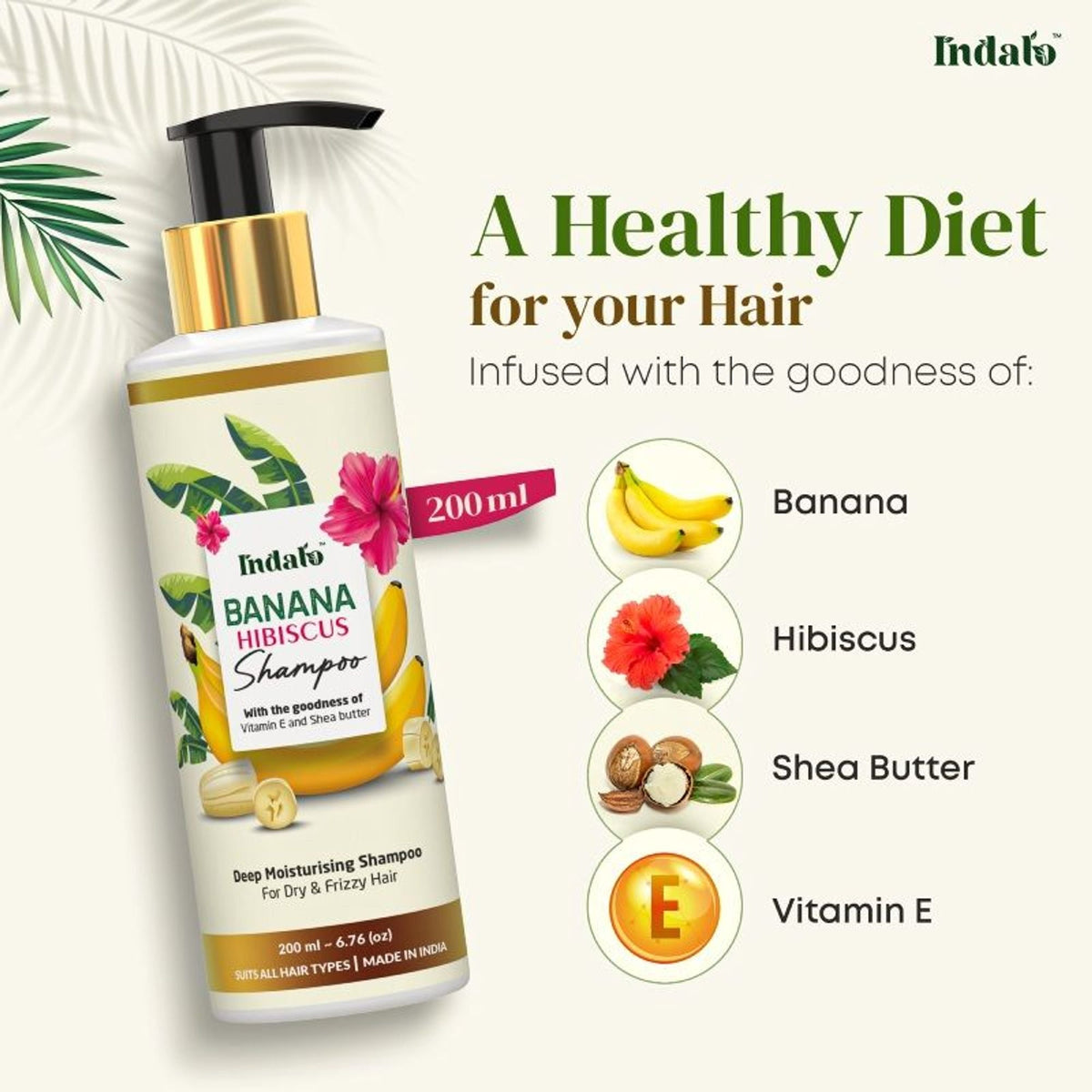 Image 3 of Indalo Banana Hibiscus Shampoo For Dry & Frizzy Hair