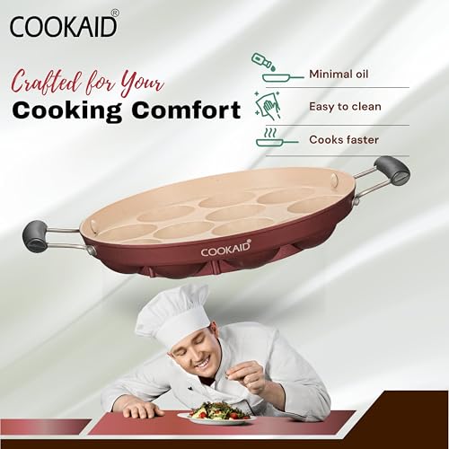 Image 5 of COOKAID Paniyaram Pan with Lid 12 Pits 9 Inch 23cm